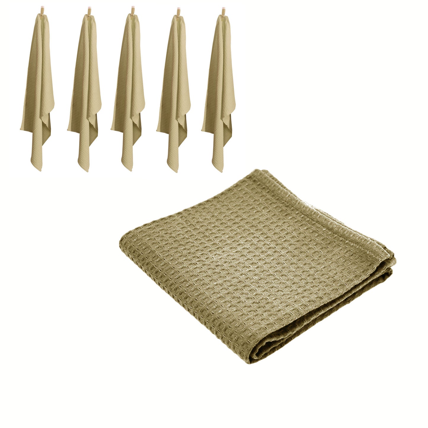 Rans Set of 6 Cotton Waffle Tea Towels 50x70 cm - Latte Tristar Online