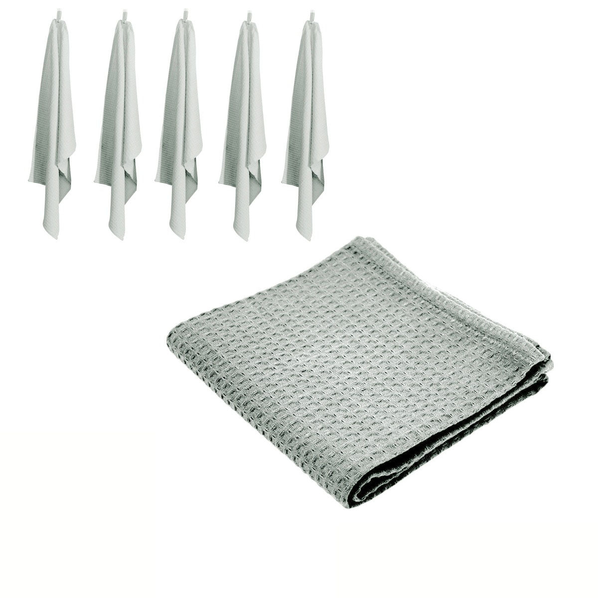 Rans Set of 6 Cotton Waffle Tea Towels 50x70 cm - Silver/Grey Tristar Online