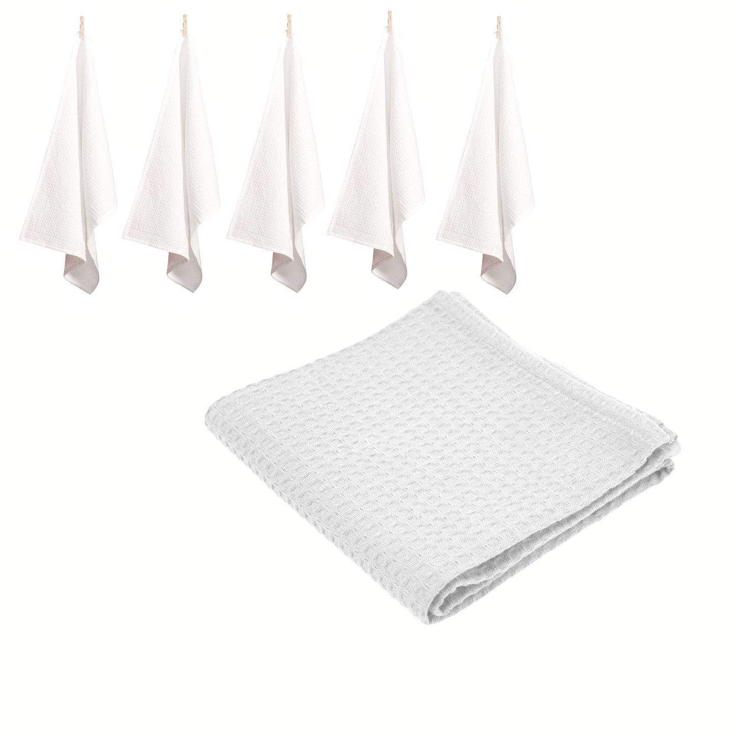 Rans Set of 6 Cotton Waffle Tea Towels 50x70 cm - White Tristar Online