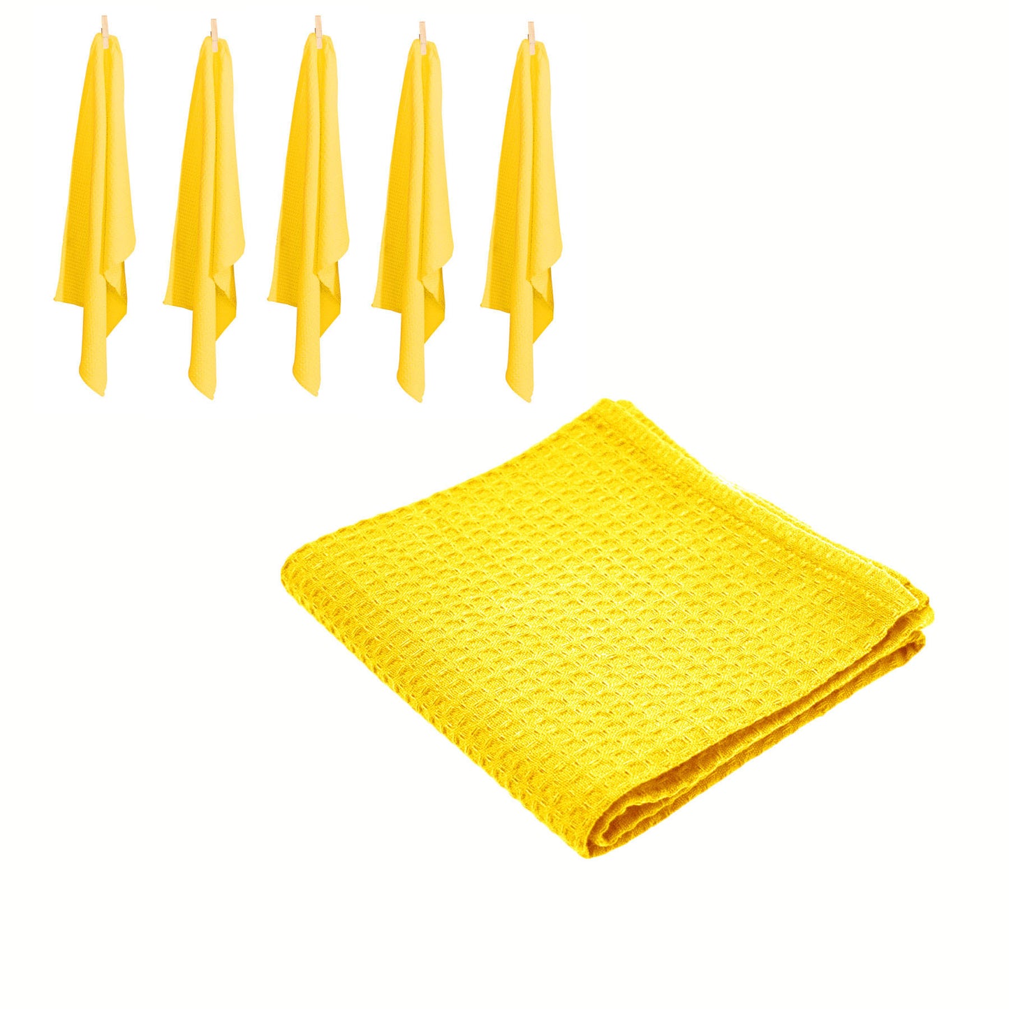 Rans Set of 6 Cotton Waffle Tea Towels 50x70 cm - Yellow Tristar Online