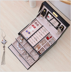 Jewellery Box With Mirror Double Drawers Organizer Storage Lock Case(White) Tristar Online