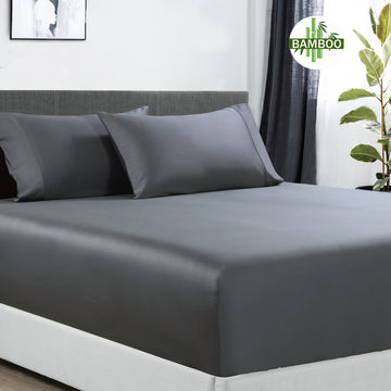 400 thread count bamboo cotton 1 fitted sheet with 2 pillowcases queen charcoal Tristar Online