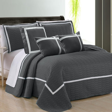 6 piece two tone embossed comforter set king charcoal Tristar Online