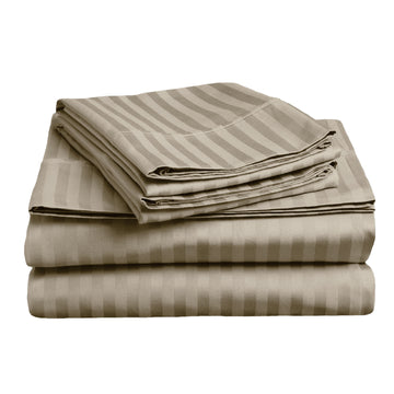 soft stripe microfibre sheet set queen taupe Tristar Online