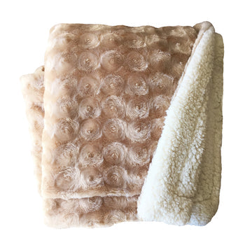 plush fleece sherpa backed reversible throw beige Tristar Online