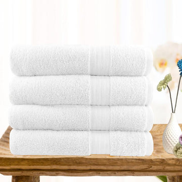 4 piece ultra light cotton bath towels in white Tristar Online