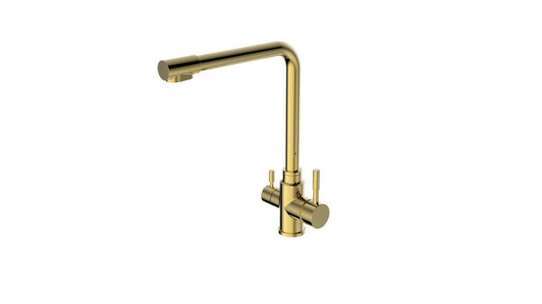 2023 Brushed Brass Gold L shape 3 way filter water kitchen mixer tap faucet Stainless steel Made PVD plated Tristar Online