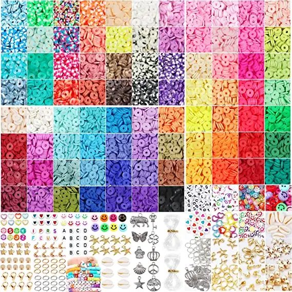 13200PCS 84 Colours Flat Round Polymer Clay Beads Kit Heishi Alphabet Letter Beads for Jewellery Bracelet Necklace Making Tristar Online