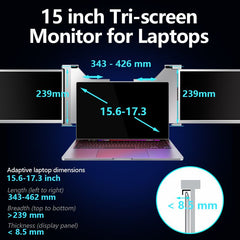 15.4 inch Trifold Portable Monitor 1080P IPS FHD Laptop Screen Extender For Laptop - Space Grey Trion