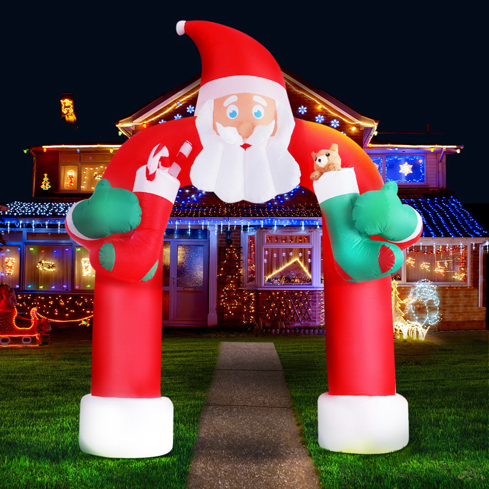 Jingle Jollys Christmas Inflatable Santa Archway 2.3M Outdoor Decorations Lights Tristar Online