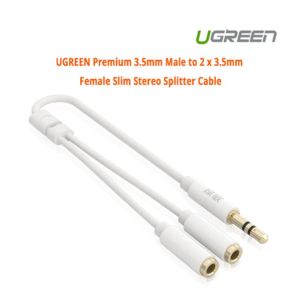 UGREEN Premium 3.5mm Male to 2 x 3.5mm Female Slim Stereo Splitter Cable (10739) Tristar Online