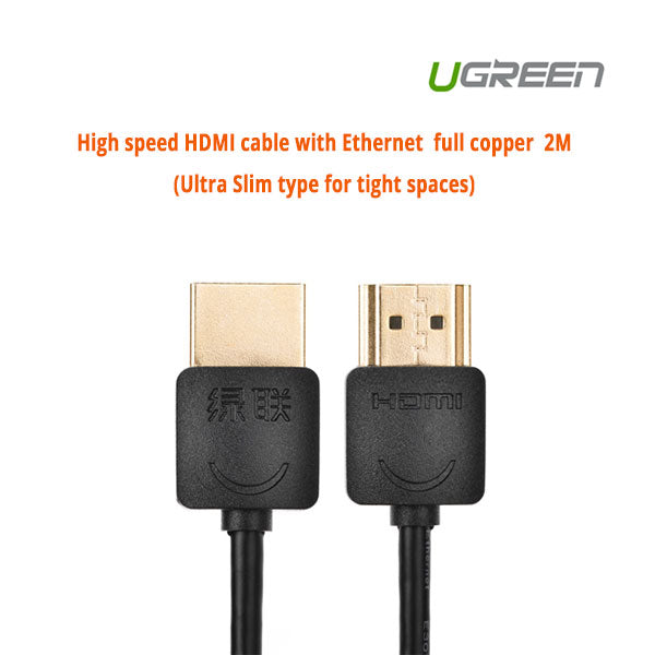 UGREEN High speed with Ethernet full copper Ultra Slim HDMI cable 2M (11199) Tristar Online