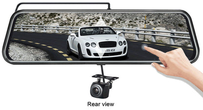 10-Inch Dual Lens Dash Cam Mirror - 1080P FHD Touch Screen Car DVR with Rear Camera, Night Vision & G-Sensor(black) Tristar Online