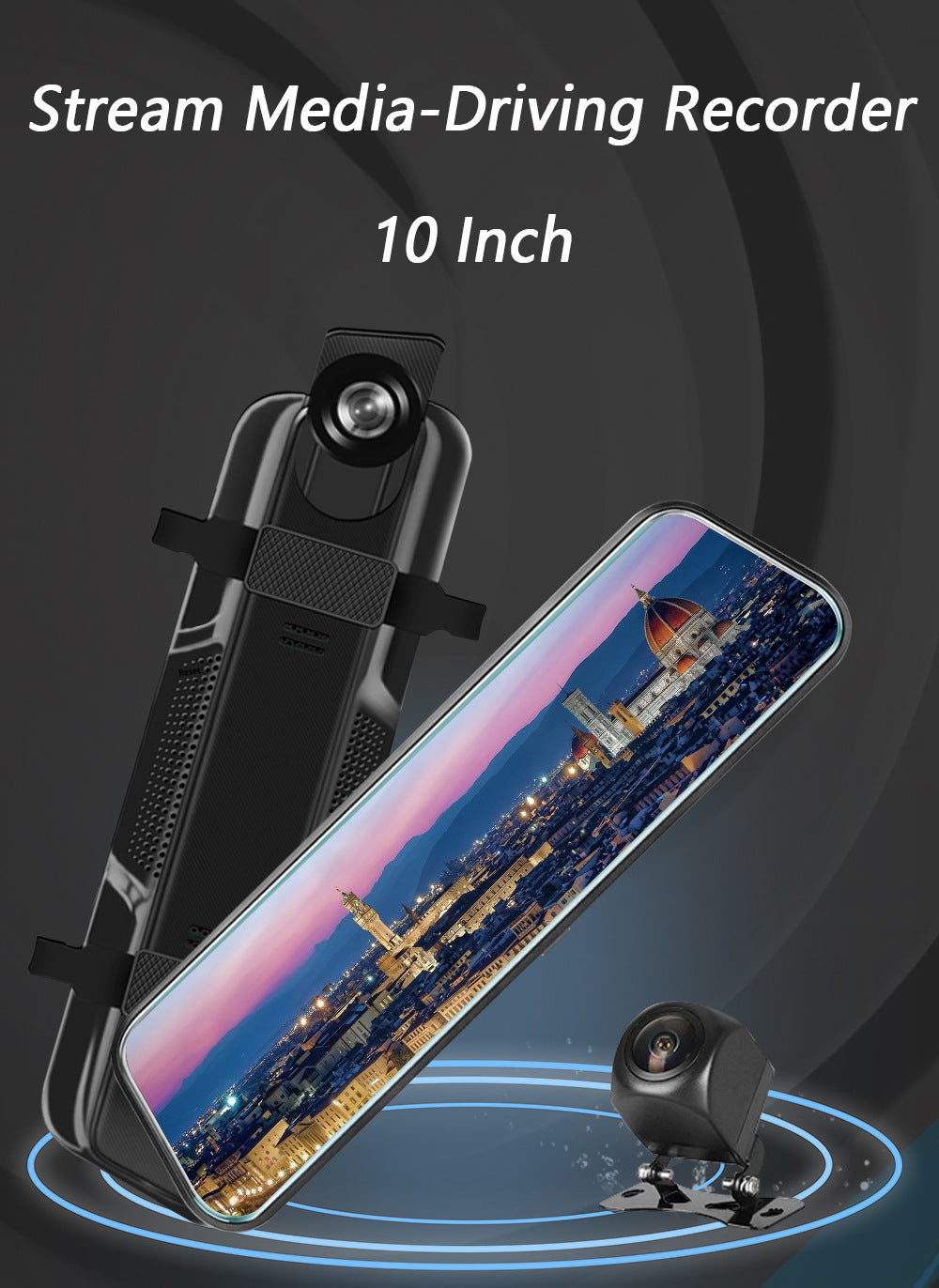10-Inch Dual Lens Dash Cam Mirror - 1080P FHD Touch Screen Car DVR with Rear Camera, Night Vision & G-Sensor(black) Tristar Online