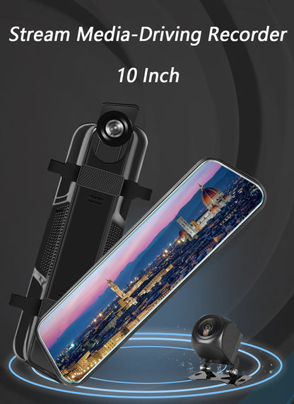 10-Inch Dual Lens Dash Cam Mirror - 1080P FHD Touch Screen Car DVR with Rear Camera, Night Vision & G-Sensor(black) Tristar Online