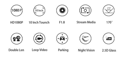 10-Inch Dual Lens Dash Cam Mirror - 1080P FHD Touch Screen Car DVR with Rear Camera, Night Vision & G-Sensor(black) Tristar Online