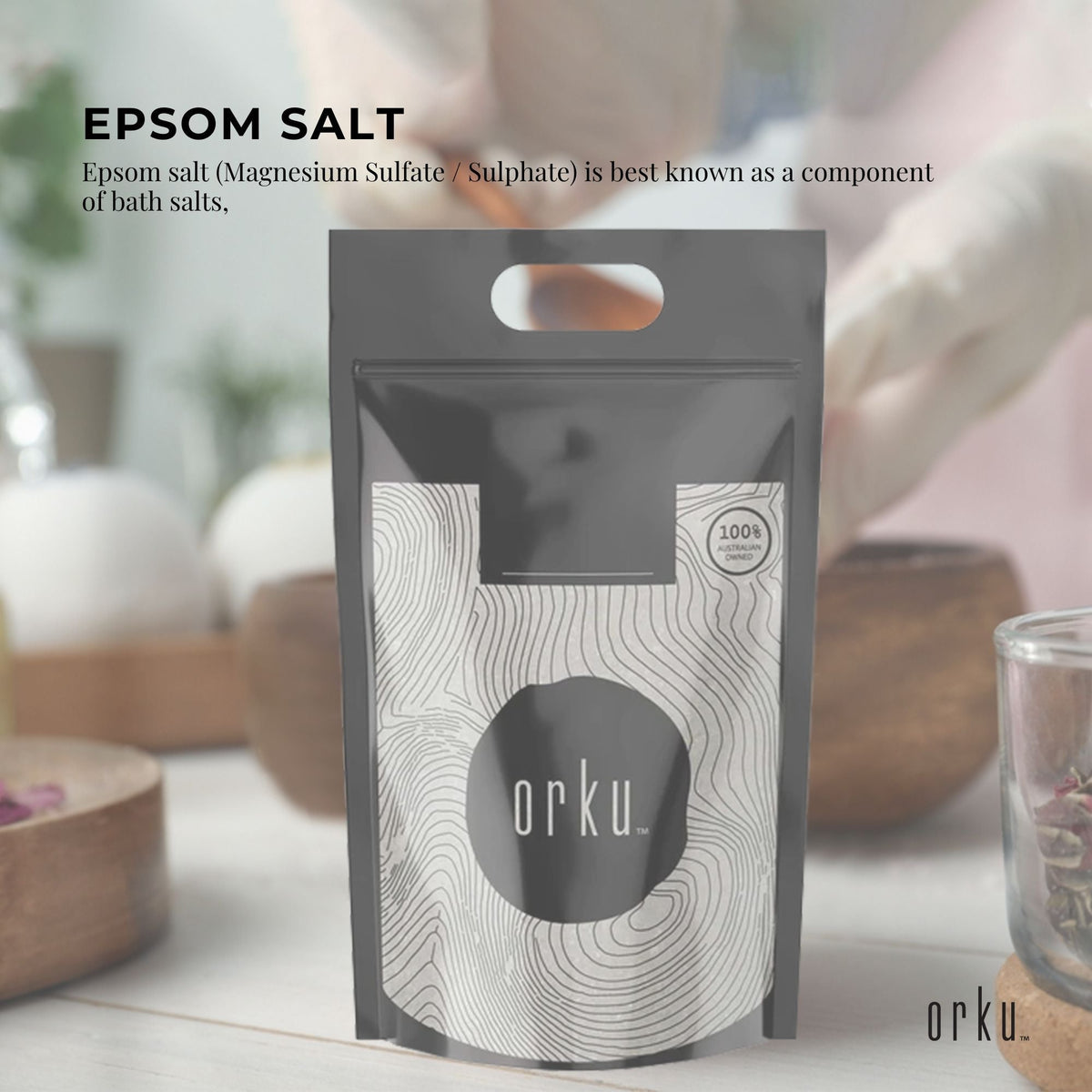 Orku 10Kg Epsom Salt - Magnesium Sulphate Bath Salts For Skin Body Sulfate