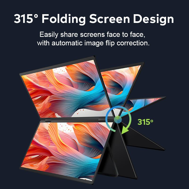 Trion 15.6-inch Full HD Foldable Dual Portable Monitor - Plug and Play Screen Extender