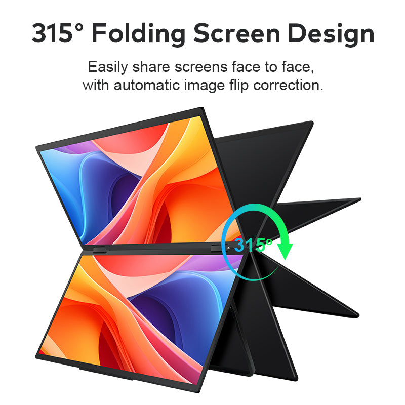 Trion 16-inch Full HD Foldable Dual Portable Monitor - Plug and Play Screen Extender Trion