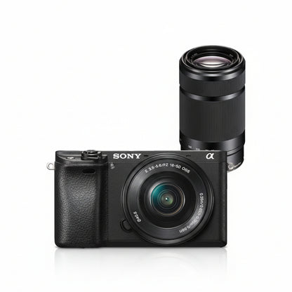 Sony Alpha A6400 Twin Lens Kit - Black/Silver with 16-50mm & 55-210mm Lenses