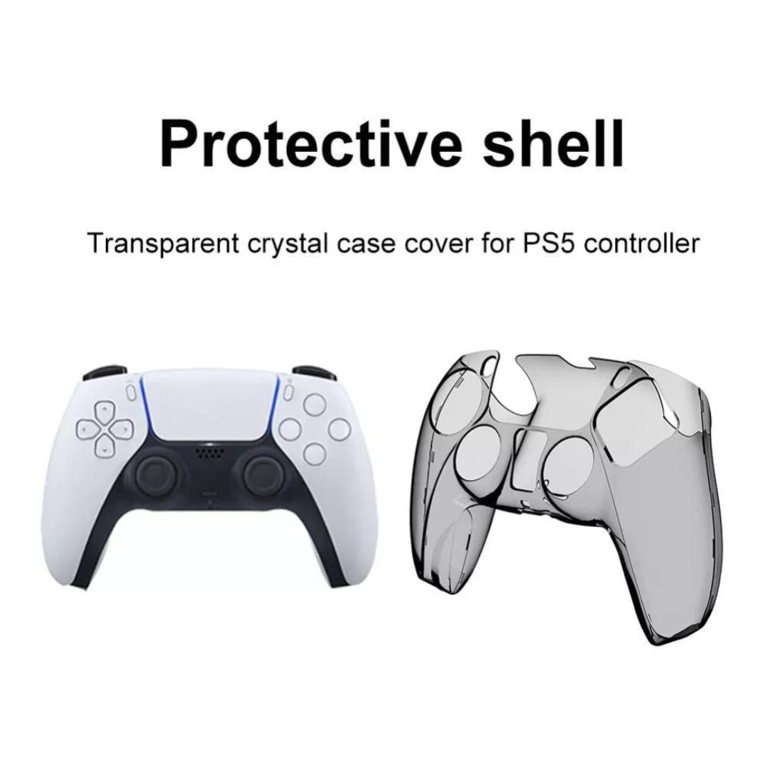 Clear Crystal Protective Anti-Scratch Transparent Black Case for PS5 Controller