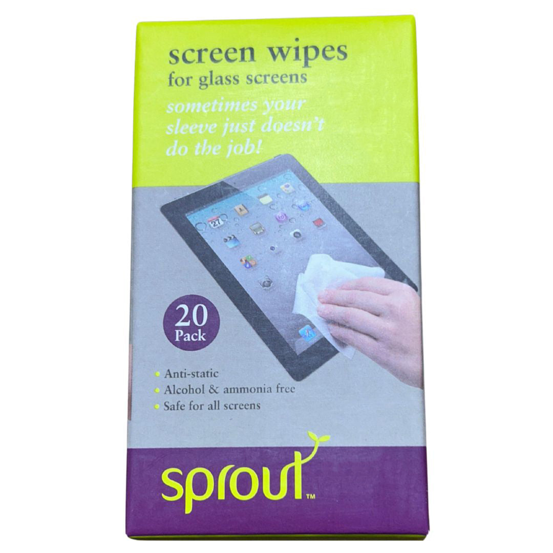 Sprout Screen Wipes for Glass Screens - Pack of 20, Anti-Static & Gentle Cleaning