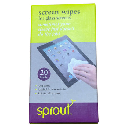 Sprout Screen Wipes for Glass Screens - Pack of 20, Anti-Static & Gentle Cleaning