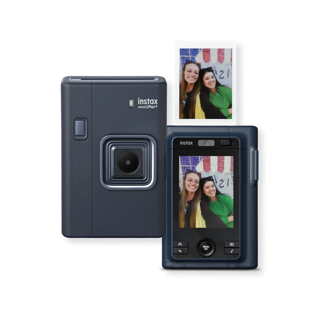 Fujifilm Instax Mini LiPlay+ Instant Camera Bundle - Midnight Blue with Case & 10x Soft Glitter Film
