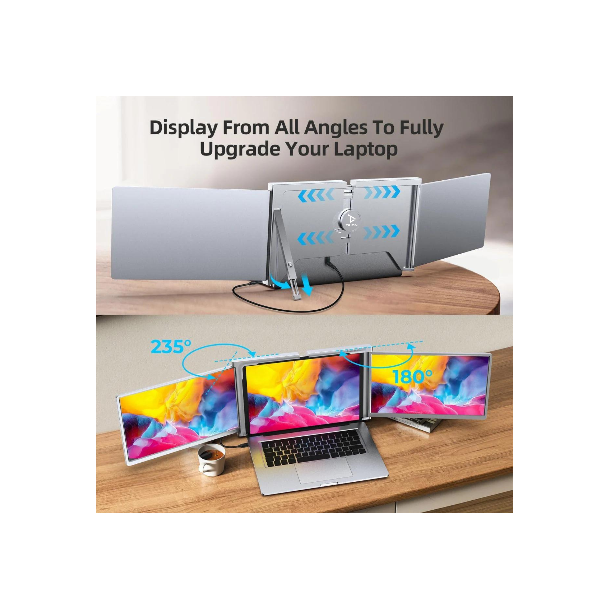 15 inch Trifold Portable Monitor 1080P IPS FHD Laptop Screen Extender