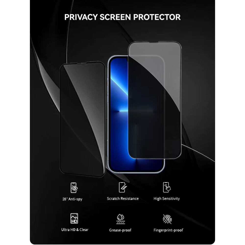 Tristar Privacy Tempered Glass Compatible with iPhone 11–17 Anti Spy Protection