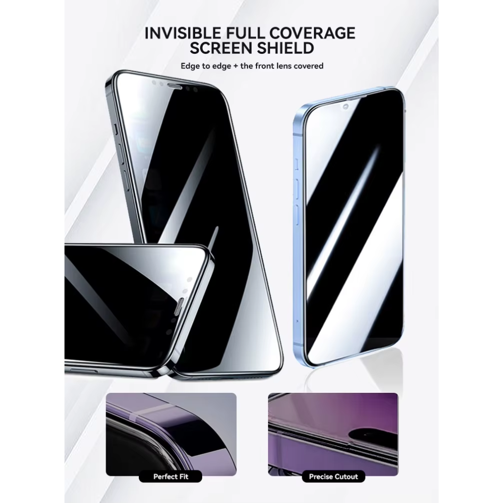 Tristar Privacy Tempered Glass Compatible with iPhone 11–17 Anti Spy Protection