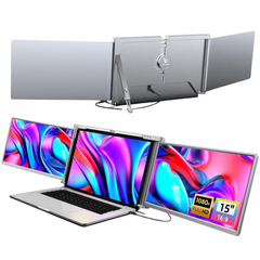 15 inch Trifold Portable Monitor 1080P IPS FHD Laptop Screen Extender For Laptop - Space Grey Trion