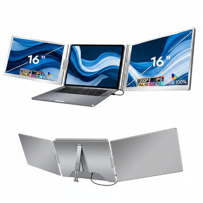 16 inch Trifold Portable Monitor 1080P IPS FHD Laptop Screen Extender For Laptop - Space Grey - Pristine - Refurbished Trion