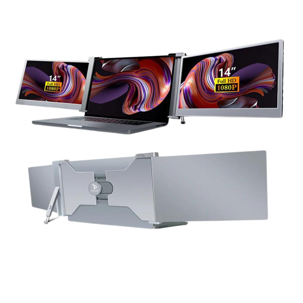 14 inch Trifold Portable Monitor 1080P IPS FHD Laptop Screen Extender For Laptop - Space Grey