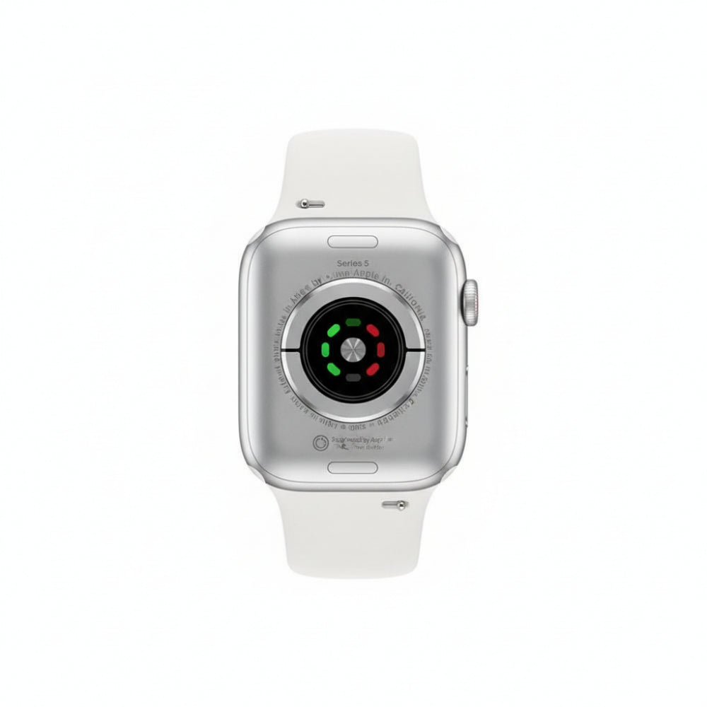 Apple Watch Series 5 44mm Silver Aluminum Case - (GPS + Cellular) - White Sport Band - Excellent Refurbished (AU Version)