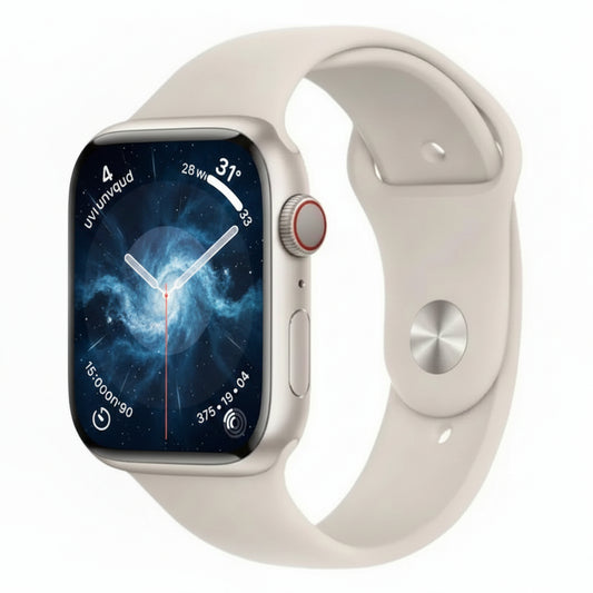 Apple Watch Series 9 45mm Stainless Steel Case – Starlight – Sport Band (M/L) – GPS + Cellular With 100% Battery - Pristine - Refurbished Apple