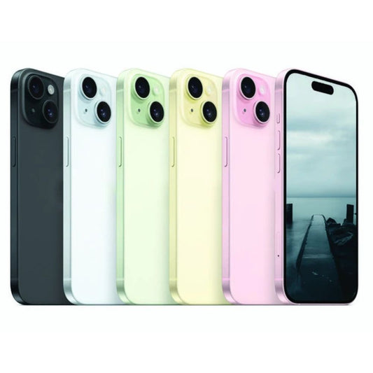 Apple iPhone 15 - 128GB / 256GB / 512GB - Pink, Yellow, Blue, Green & Black With 100% battery - Pristine - Refurbished