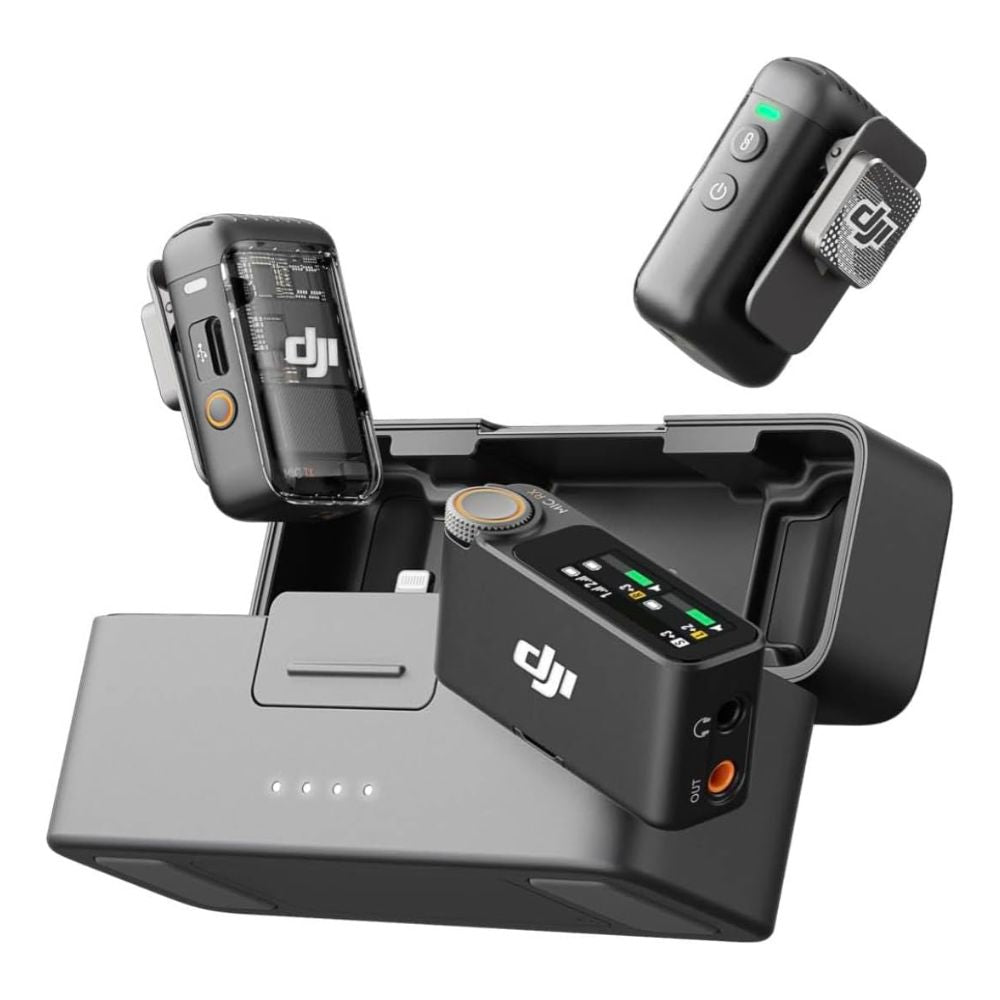 DJI Mic 2 Wireless Microphone System - 2 TX + 1 RX + Charging Case - 32-bit Float, Noise Cancelling DJI