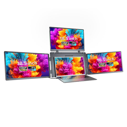 Trion 18.5 Portable Quad Screen Monitor - Triple Display Laptop Extender - FHD, Windows & Mac Compatible - D Trion