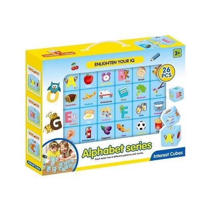Educational Alphabet Cube Puzzle Block Set for Kids - Learn English Letters with 3D Plastic Puzzle (GCC) 26-Piece