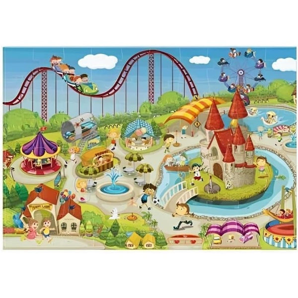 Large Puzzle - Perfect for Learning and Fun (Amusement Park Theme) 60-Piece Tristar