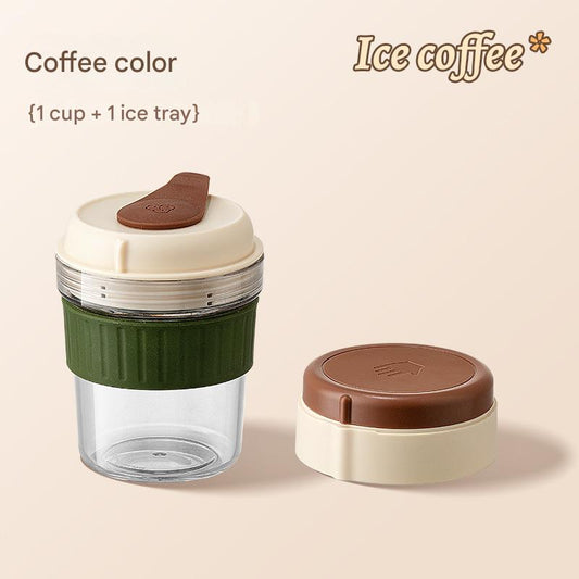 2-in-1 Ice Cube Maker Tumbler - Portable Cup with Integrated Silicone Ice Tray & Lid (1 cup + 1 ice tray) Tristar Online