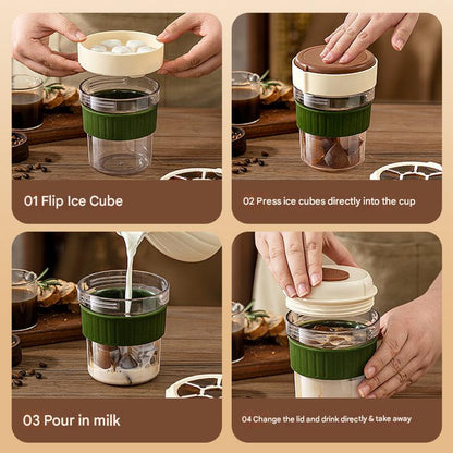 2-in-1 Ice Cube Maker Tumbler - Portable Cup with Integrated Silicone Ice Tray & Lid (1 cup + 3 ice tray) Tristar Online