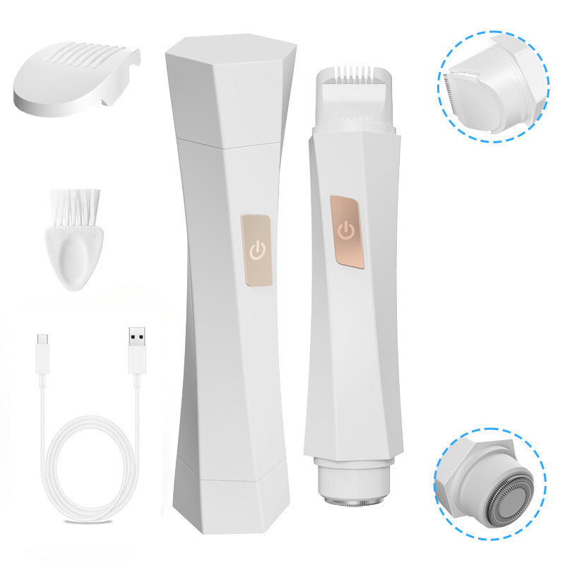 2-in-1 Women's Electric Body Shaver & Facial Trimmer - IPX7 Waterproof, Dual Head with Ceramic Blades, USB Rechargeable(White) Tristar Online