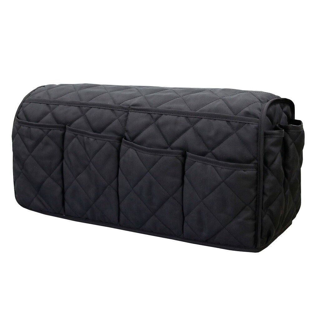 2 Pcs Black Quilted Sofa Armrest Organizer Caddy - Multi-Pocket Remote Control Holder Bag Tristar Online