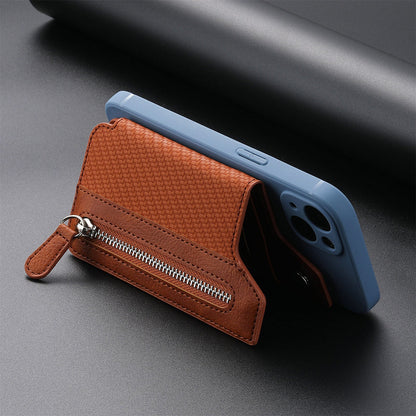 2 Pcs Blue Multifunction Stick-On Phone Wallet - PU Leather Card Holder with Zipper & Flip Cover Tristar Online