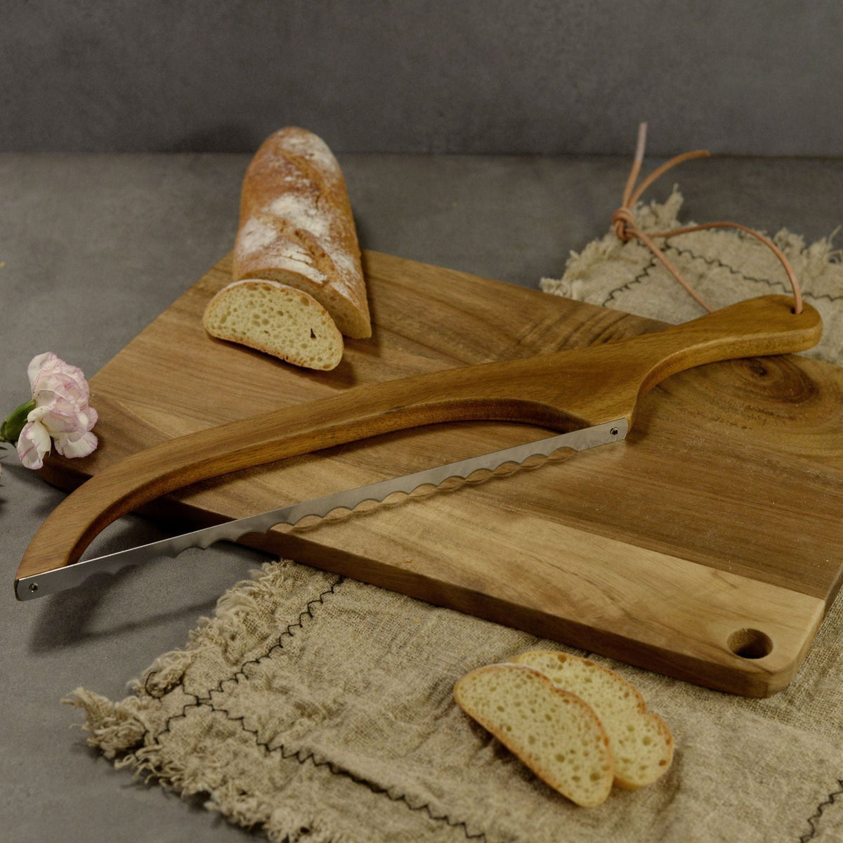 2 Pcs Brown Artisan Wooden Bread Bow Knife - Serrated Stainless Steel Slicer for Effortless Crumb-Free Cutting Tristar Online