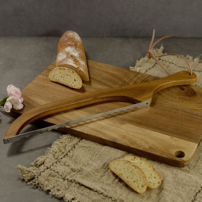 2 Pcs Brown Artisan Wooden Bread Bow Knife - Serrated Stainless Steel Slicer for Effortless Crumb-Free Cutting Tristar Online