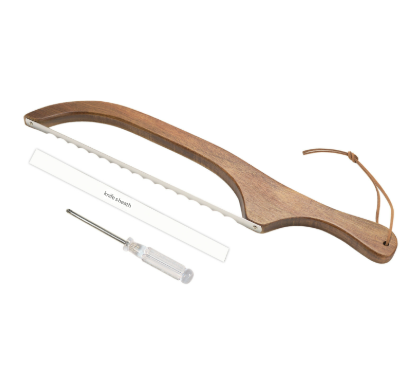 2 Pcs Brown Artisan Wooden Bread Bow Knife - Serrated Stainless Steel Slicer for Effortless Crumb-Free Cutting Tristar Online