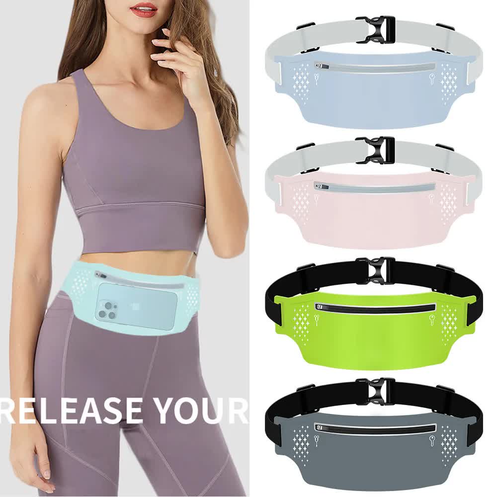 2 Pcs Fluorescent Green Lightweight Women's Running Waist Bag - Splash-Proof Fitness Belt with Stretchable Phone Storage Tristar Online